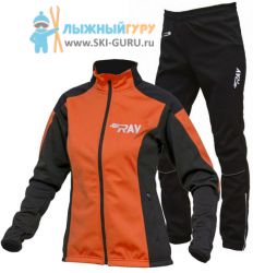 Лыжный разминочный костюм RAY, модель Pro Race (Woman), цвет оранжевый/черный, размер 56 (4XL)