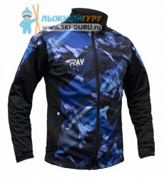 Куртка разминочная RAY, модель Pro Race принт (Man), цвет черный/синий, размер 52 (XL)
