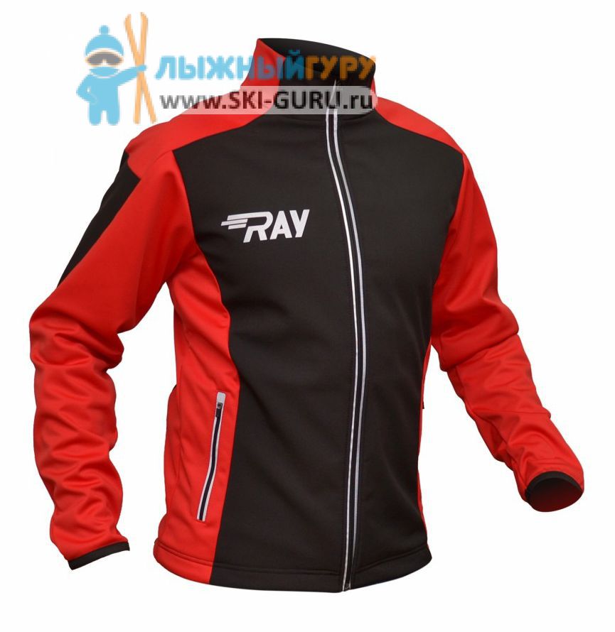 Куртка разминочная RAY, модель Race (Unisex), цвет черный/красный размер 46 (S)