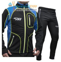 Лыжный костюм RAY, модель Star (Unisex), цвет черный/синий желтый шов размер 52 (XL)