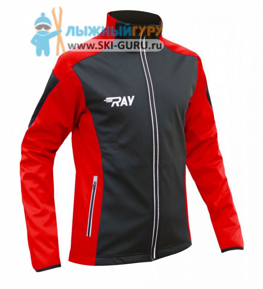 Куртка разминочная RAY, модель Race (Unisex), цвет черный/красный размер 42 (XXS)