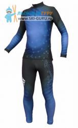 Лыжный гоночный комбинезон RAY, принт снежинка синий размер 52 (XL)