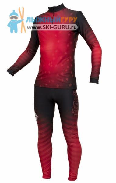 Лыжный гоночный комбинезон RAY, принт снежинка красный размер 52 (XL)