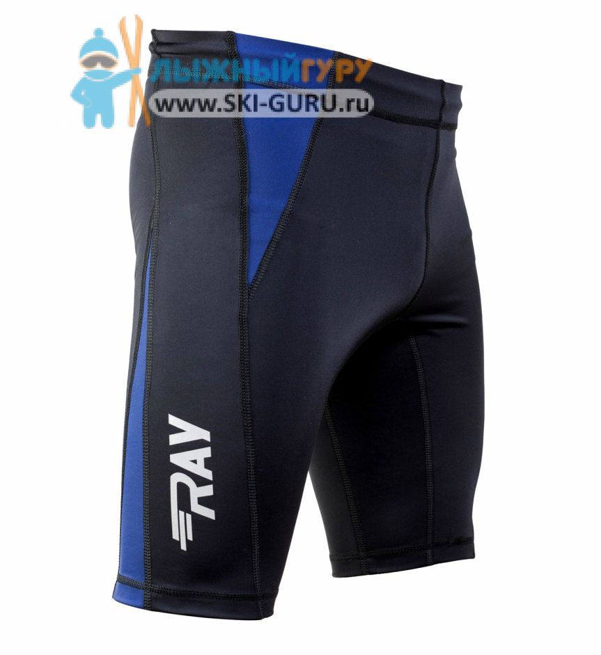 Беговые тайтсы компрессионные RAY, (Unisex), цвет черный/синий размер 50 (L)