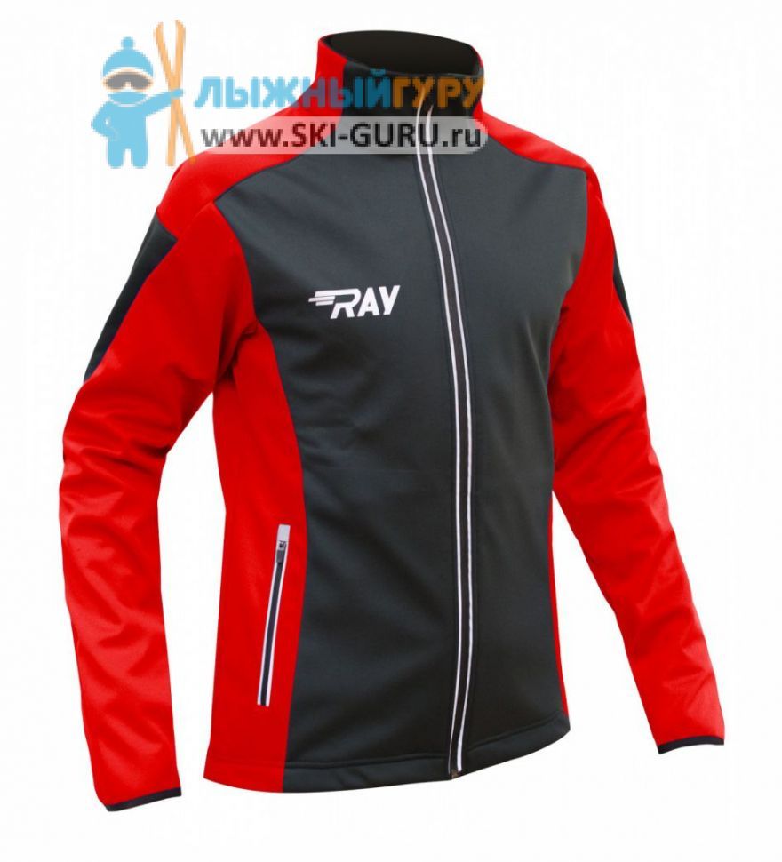 Куртка разминочная RAY, модель Race (Unisex), цвет черный/красный размер 54 (XXL)