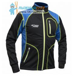Куртка разминочная RAY, модель Star (Unisex), цвет черный/синий желтый шов размер 62 (6XL)