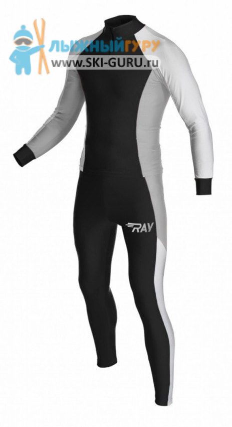 Лыжный гоночный комбинезон RAY, модель Race (Unisex), цвет черный/белый/серый размер 46 (S)
