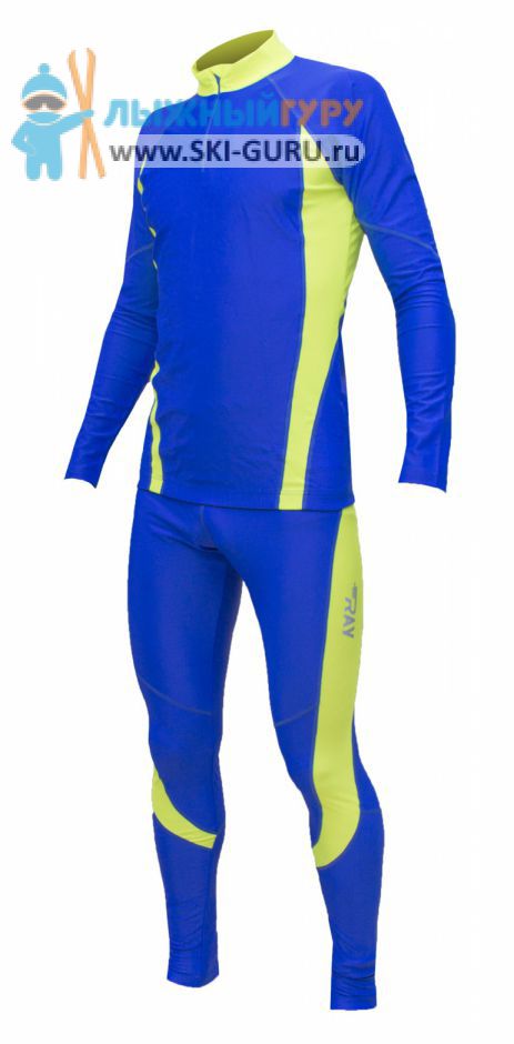 Лыжный гоночный комбинезон RAY, модель Star (Unisex), цвет синий/лайм неон размер 42 (XXS)