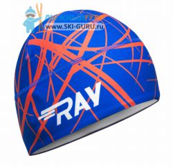 Лыжная шапка RAY, термобифлекс, цвет синий/красный/белый, рисунок Красные полоски, размер L
