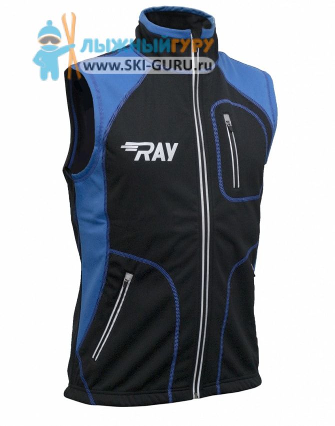 Жилет разминочный RAY, модель Star (Unisex), цвет черный/синий синий шов размер 50 (L)