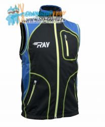 Жилет разминочный RAY, модель Star (Unisex), цвет черный/синий желтый шов размер 52 (XL)