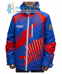 Куртка утепленная RAY, модель Патриот (Kid), цвет синий/красный, рисунок Красные вставки, размер 40 (рост 146-152 см)