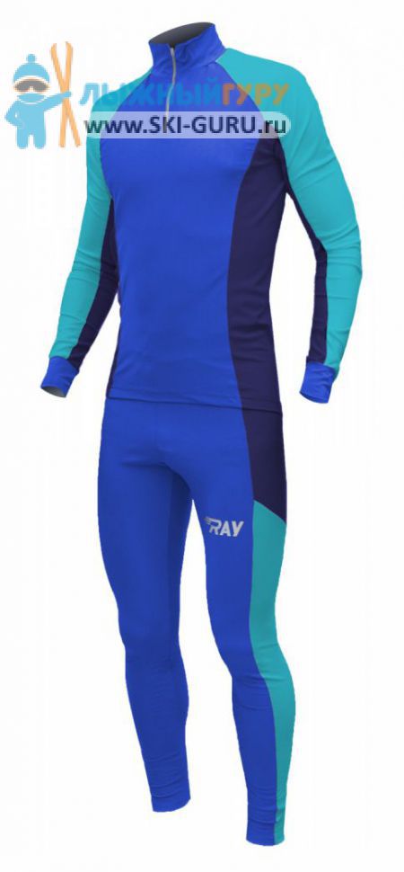 Лыжный гоночный комбинезон RAY, модель Race (Unisex), цвет синий/бирюзовый/темно-синий, размер 46 (S)