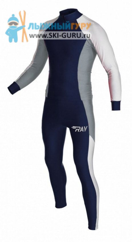 Лыжный гоночный комбинезон RAY, модель Race (Unisex), цвет темно-синий/белый/серый размер 50 (L)