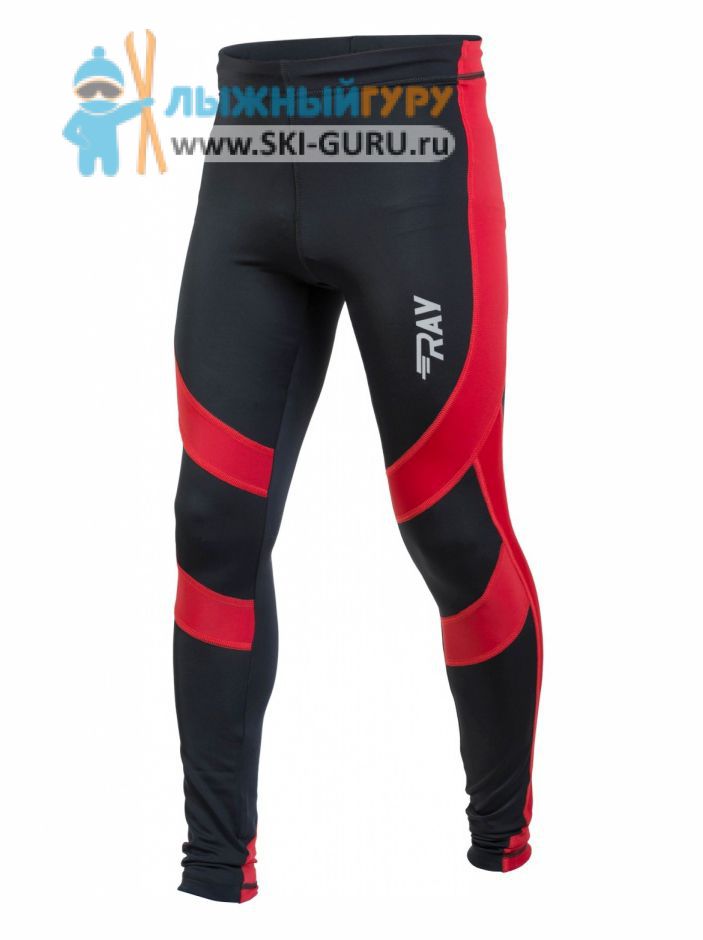 Спортивные лосины беговые компрессионные RAY, модель Elite (Unisex), цвет черный/красный размер 52 (XL)