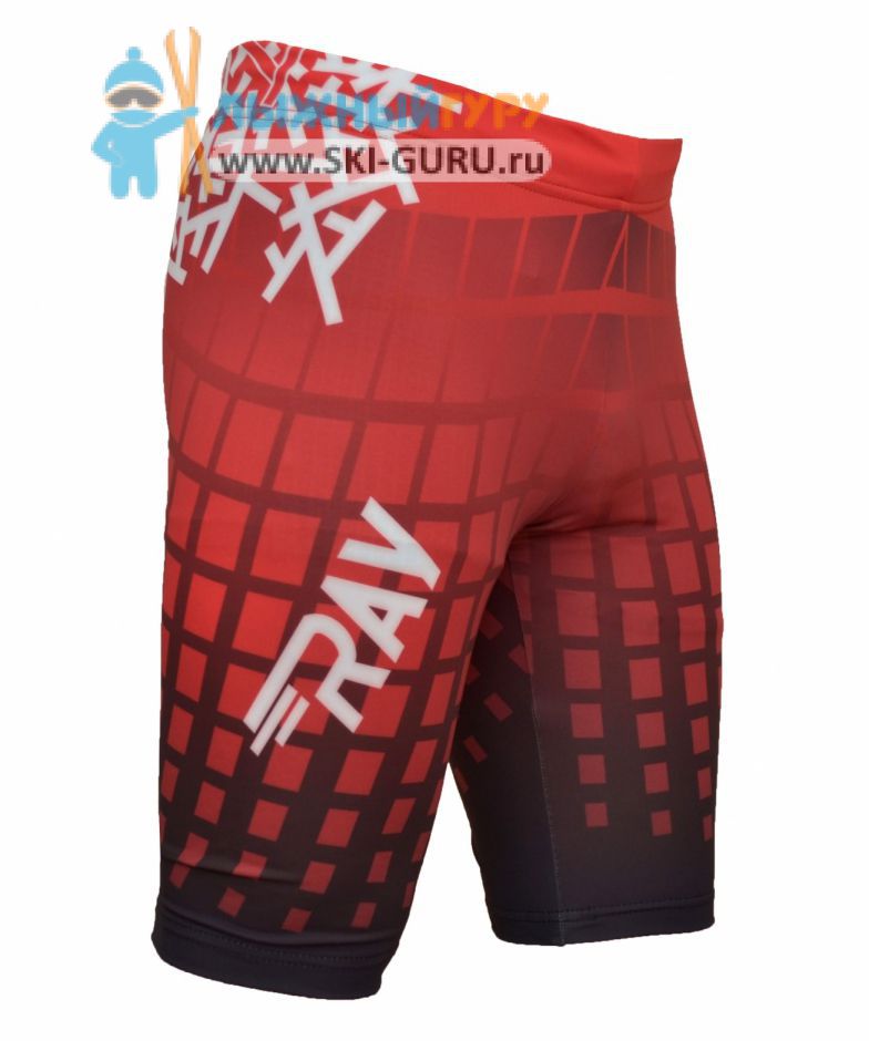 Беговые тайтсы компрессионные RAY, (Unisex), красные принт Динамика размер 52 (XL)
