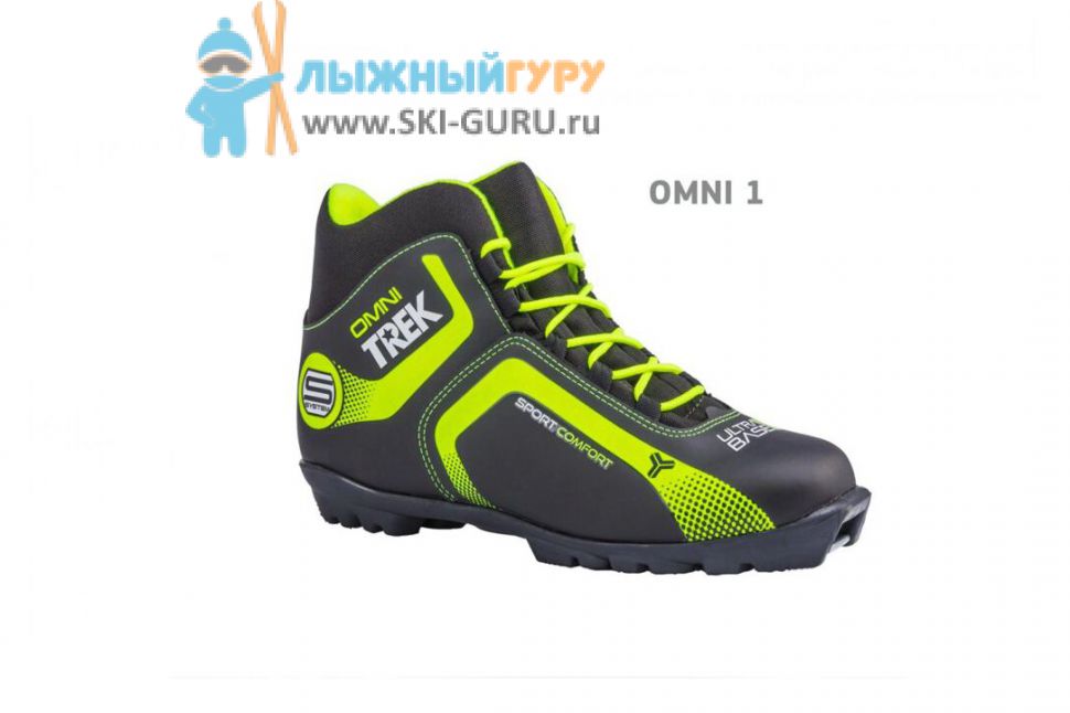 Ботинки лыжные TREK Omni1 черный (лого лайм неон) N, разм 39