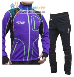 Лыжный костюм RAY, модель Star (Unisex), цвет фиолетовый/черный/желтый (штаны с кантом) размер 52 (XL)