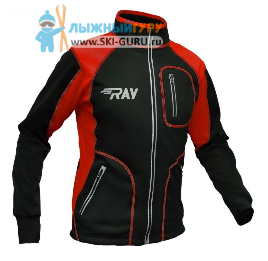 Куртка разминочная RAY, модель Star (Unisex), цвет черный/красный размер 56 (XXXL)