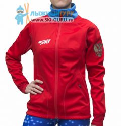 Куртка разминочная RAY, модель Star (Girl), цвет красный/голубой белая молния, размер 36 (рост 135-140 см)