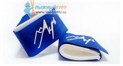 Липучка для горных лыж синяя с белой надписью ЛУЧ, пара