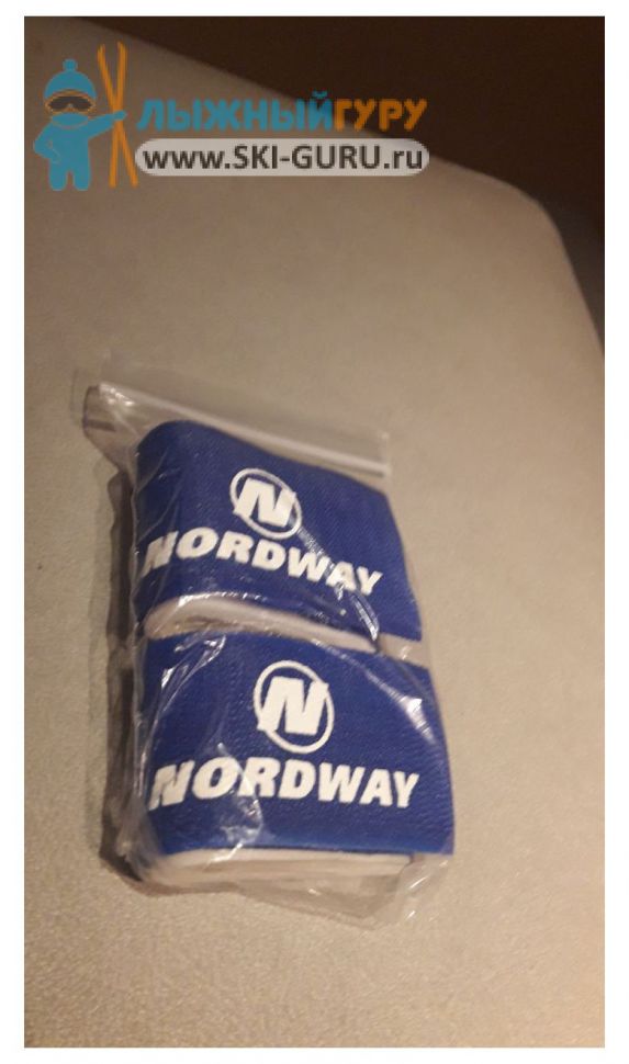 Липучка для беговых лыж синяя с белой надписью NORDWAY, пара 