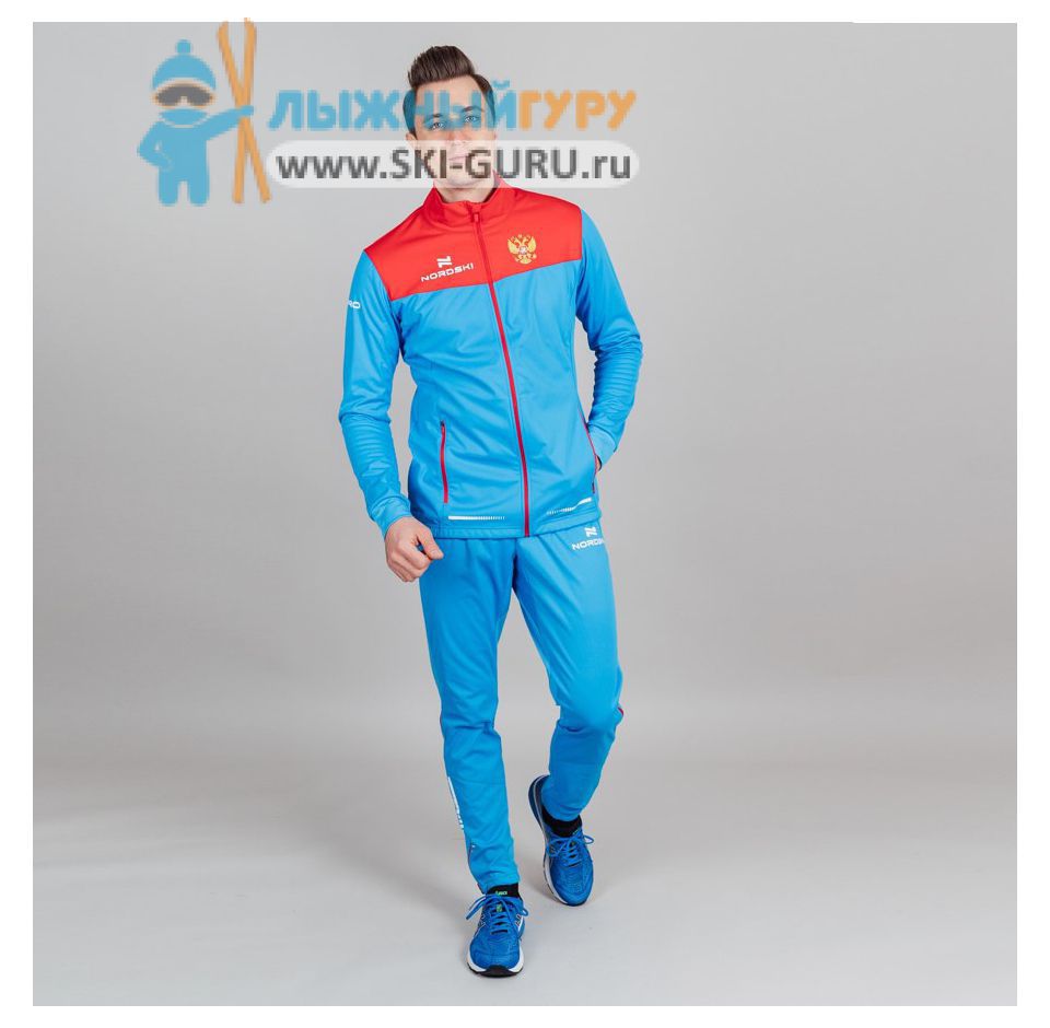 Куртка разминочная Nordski, модель Pro (Man), принт Rus, цвет синий/красный, размер 52 (XL)