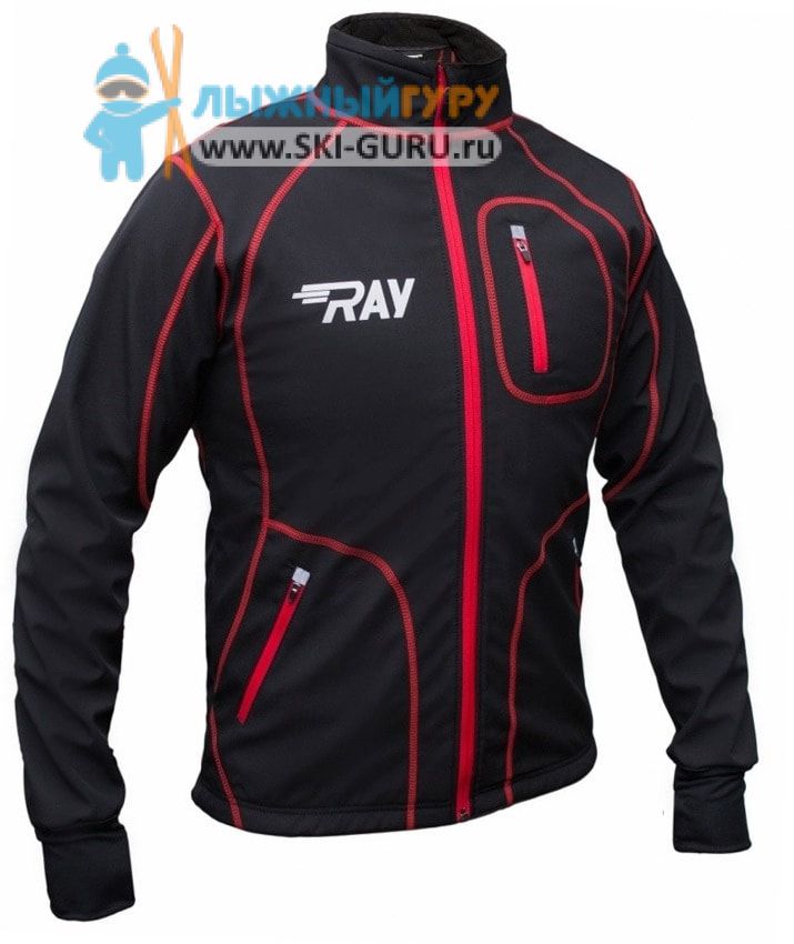 Куртка разминочная RAY, модель Star (Unisex), цвет черный/красный размер 42 (XXS)