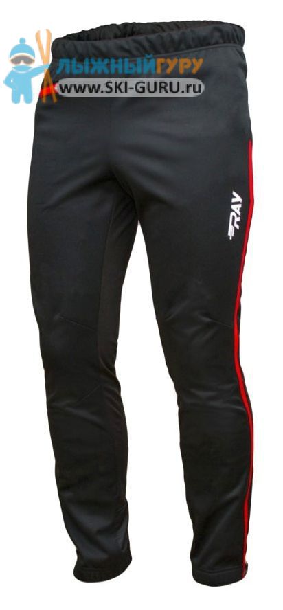 Брюки беговые RAY, модель Active (Unisex), цвет черный/красный, размер 44 (XS)