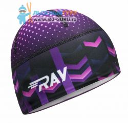 Лыжная шапка RAY, термобифлекс, цвет фиолетовый/черный/белый, рисунок Вектор 2, размер L