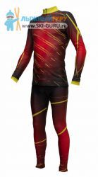 Комбинезон лыжный гоночный RAY, (Unisex), цвет красный/черный/желтый, рисунок ЛУЧ, размер 44 (XS)