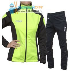 Лыжный костюм RAY, модель Pro Race (Girl), цвет салатовый/черный (штаны с кантом), размер 38 (рост 140-146 см)