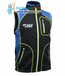 Жилет разминочный RAY, модель Star (Unisex), цвет черный/синий желтый шов размер 52 (XL)