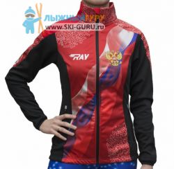 Куртка разминочная RAY, модель Pro Race принт (Woman), красный флаг РФ, размер 44 (S)