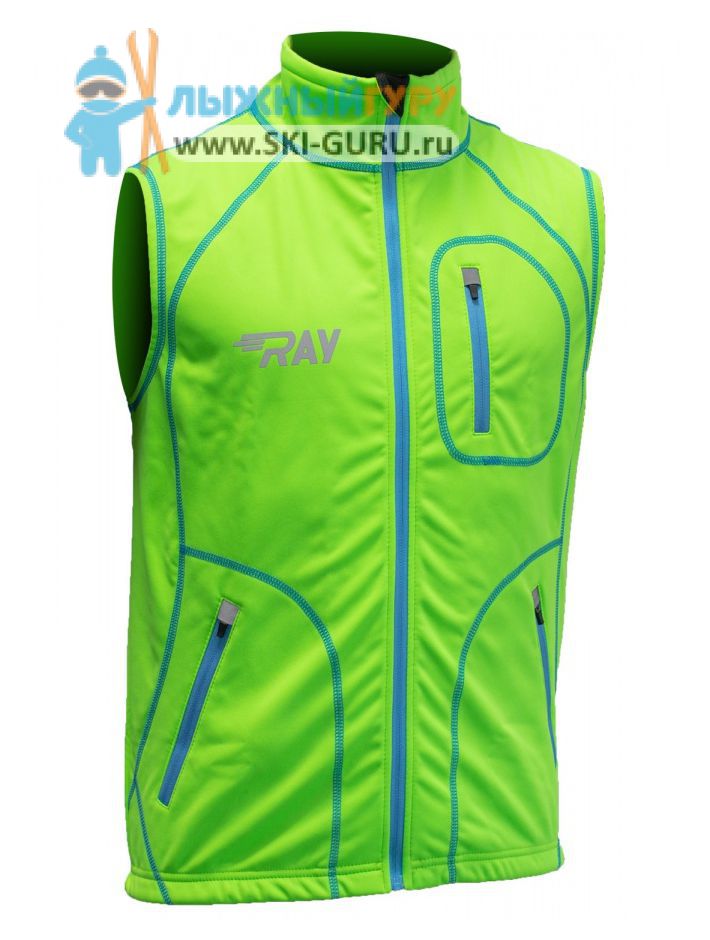 Жилет разминочный RAY, модель Star (Unisex), цвет салатовый/синий размер 44 (XS)
