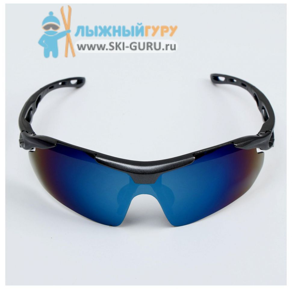 Очки спортивные "Мастер К." UV400, ширина 14 см, дужка 14 см, линза 4.5х8 см