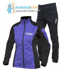 Лыжный разминочный костюм RAY, модель Pro Race (Woman), цвет фиолетовый/черный, размер 52 (XXL)