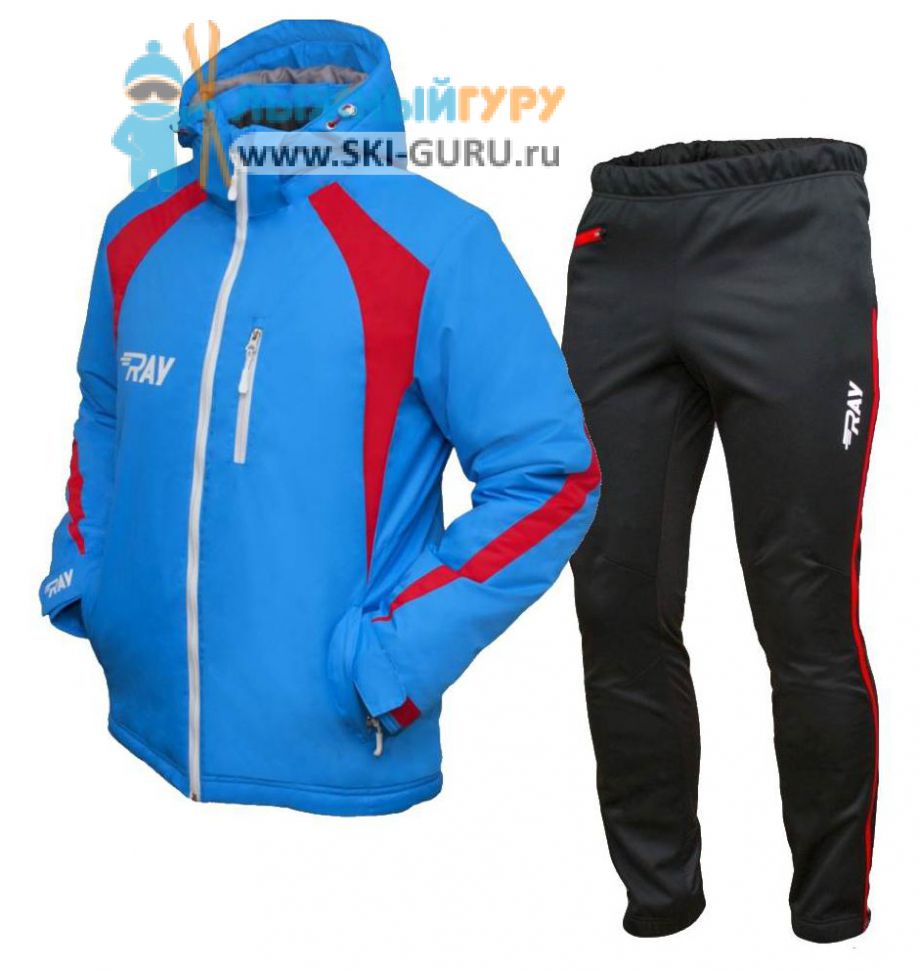 Теплый лыжный костюм RAY, Патриот (Unisex), цвет синий/красный (штаны с красными вставками) размер 56 (XXXL)