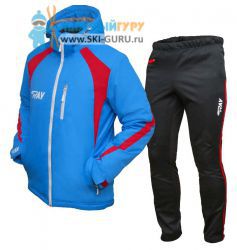 Теплый лыжный костюм RAY, Патриот (Unisex), цвет синий/красный (штаны с красными вставками) размер 52 (XL)