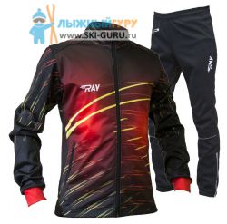 Лыжный костюм RAY, модель Casual принт (Kid), рисунок ЛУЧ (штаны с кантом), размер 38 (рост 140-146 см)