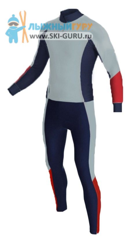 Лыжный гоночный комбинезон RAY, модель Race (Unisex), цвет серый/темно-синий/красный размер 44 (XS)